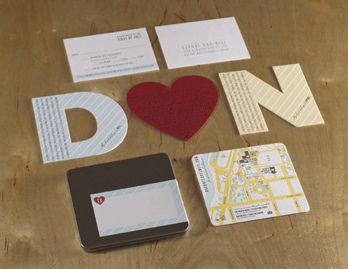 Spark Die-Cut Heart and Letter Wedding Invitation Suite