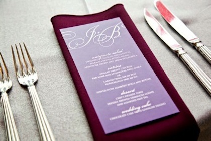 Couture Purple Monogram Menu Card