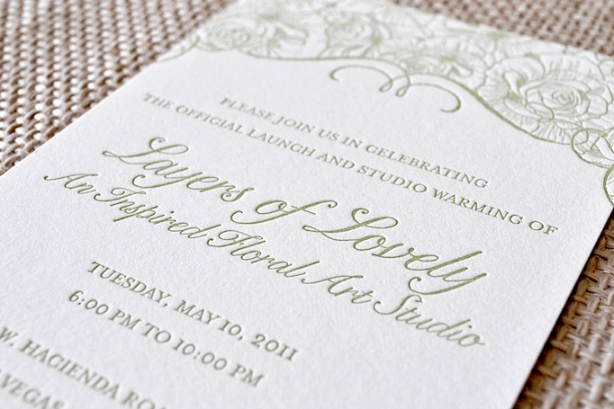 Layers of Lovely Letterpress Party Invitation