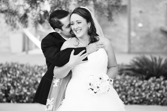 Jennifer & Chris Embrace at M Resort Wedding Las Vegas