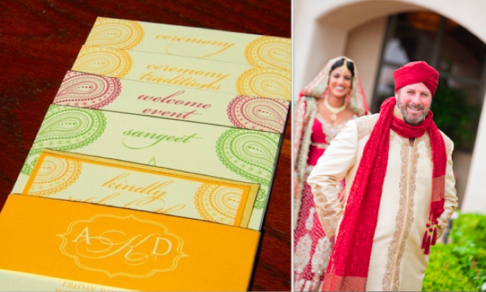 Tiered Indian Wedding Invitation plus Bride and Groom