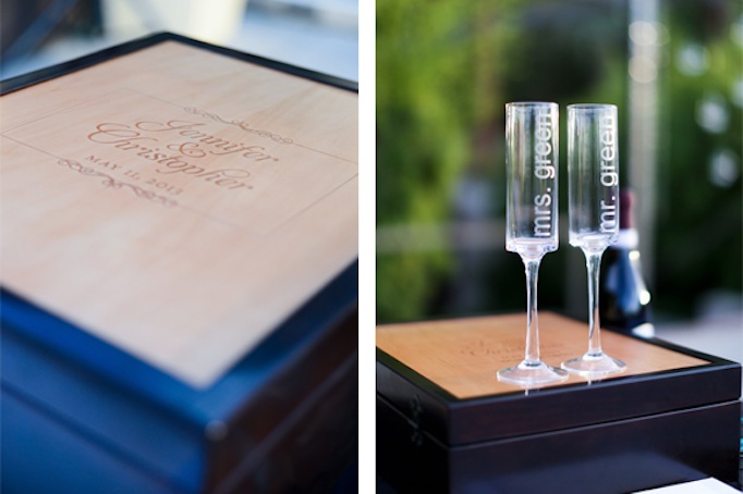 Custom winebox with couples logo designed by Paper and Home