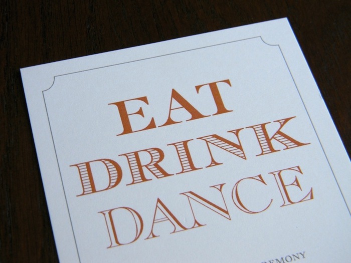Eat Drink Dance Reception Card