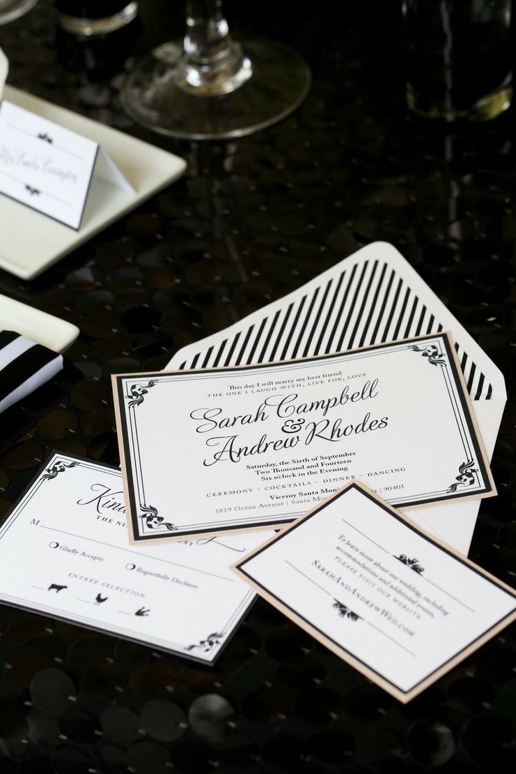 Modern Meets Old Hollywood Wedding Invitation Set