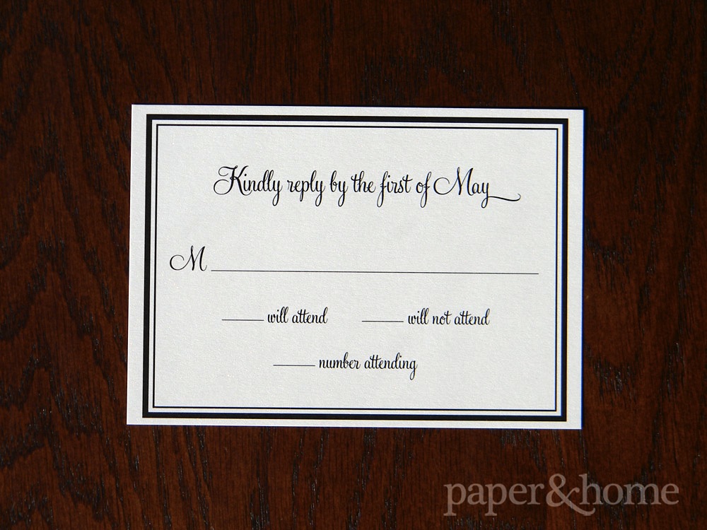 Simple Elegant Black Border Shimmer Reply Postcard
