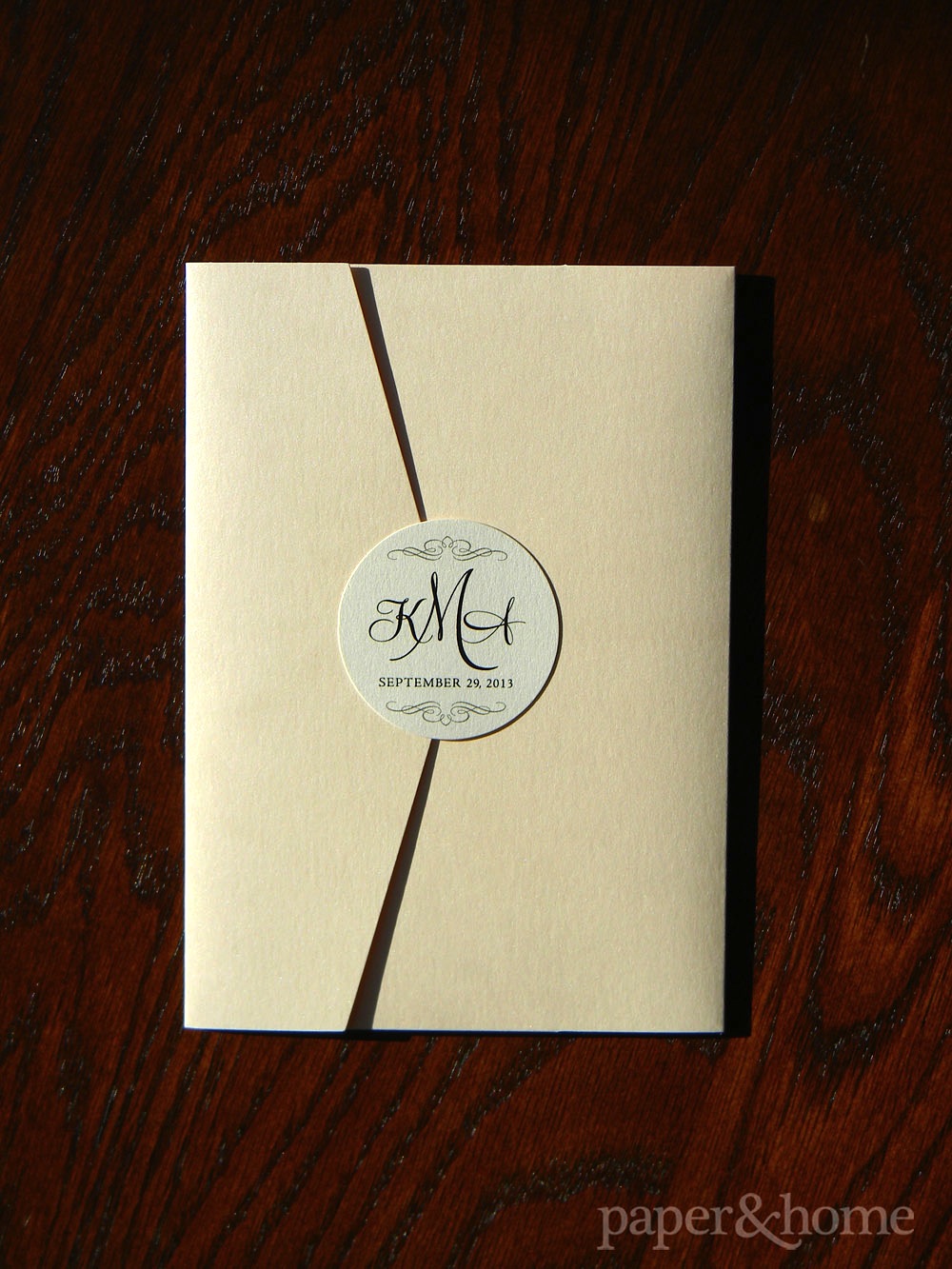 Cream Shimmer Pocket Wedding Invitation With Seal