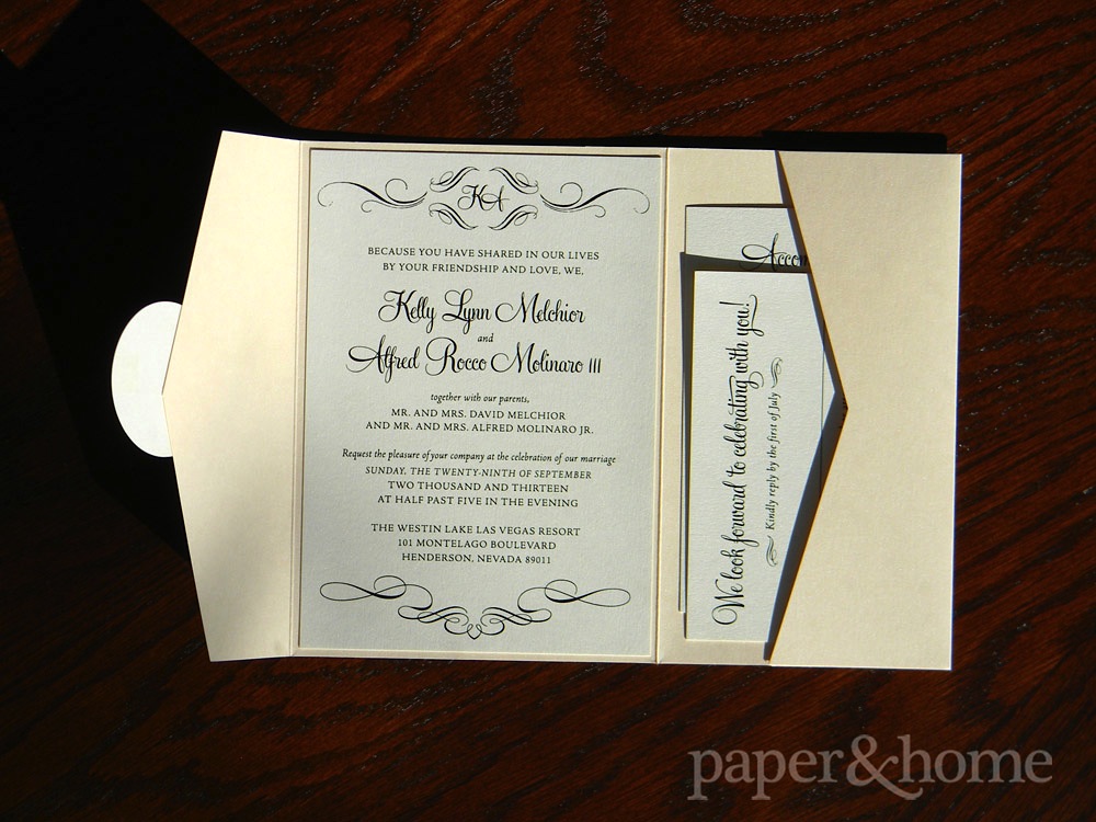 Cream and Pearl Shimmer Pocket Wedding Invitation Suite