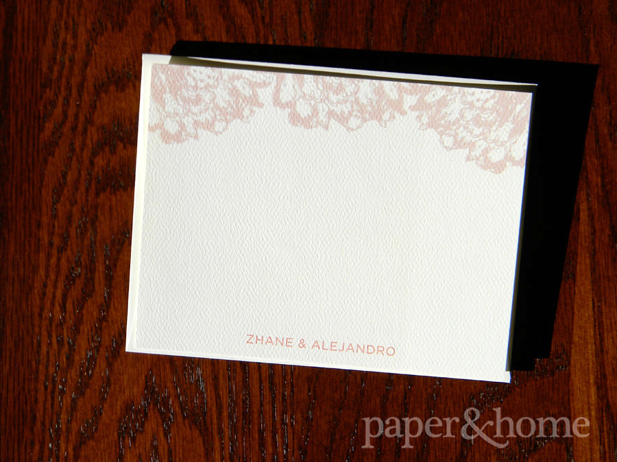 Felt Paper Thank You Note with Rust Orange Lace Design