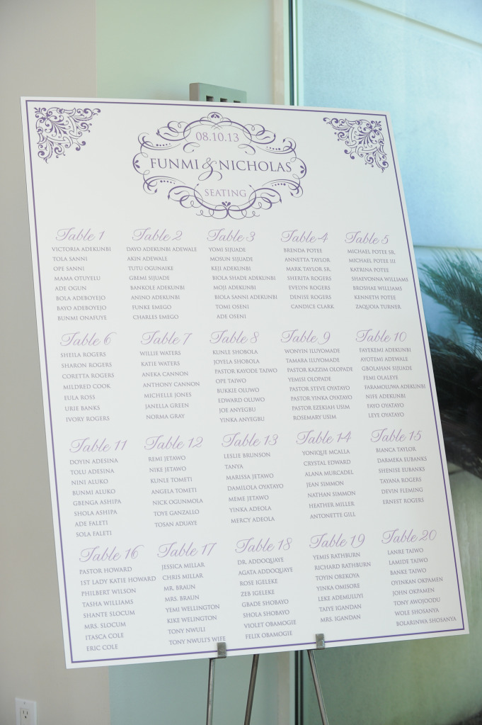Ornate Purple Wedding Seating Board by Paper and Home at Emerald at Queensridge