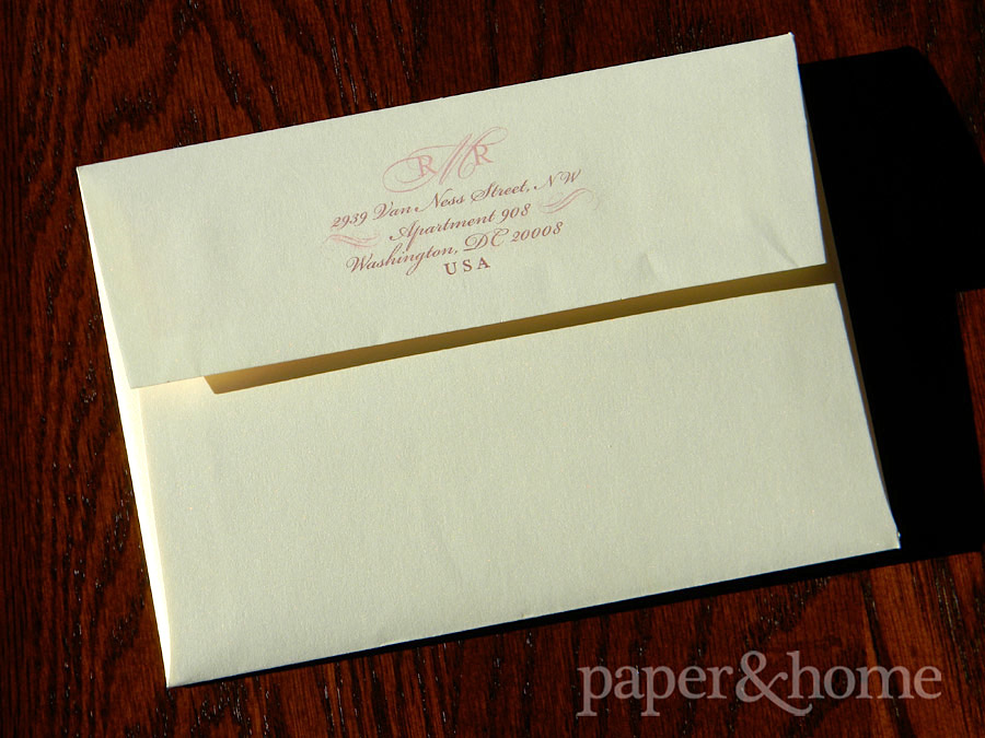 Return Addressing on Champagne Shimmer Envelope