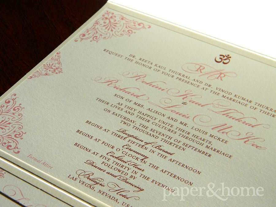 Indian Pocket Wedding Invitation on Shimmer Paper