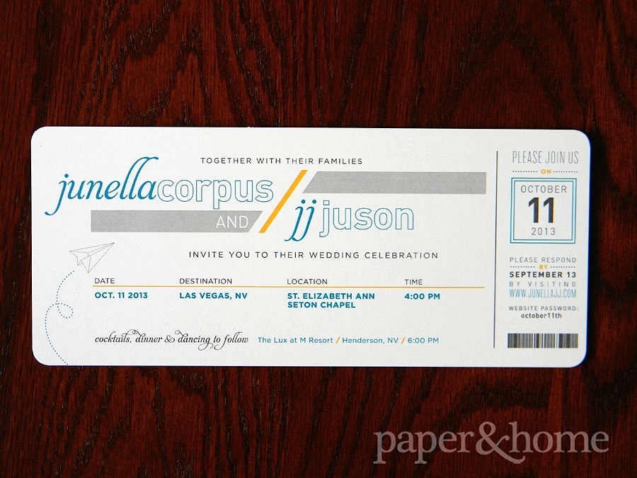 Plane Ticket Destination Wedding Invitation