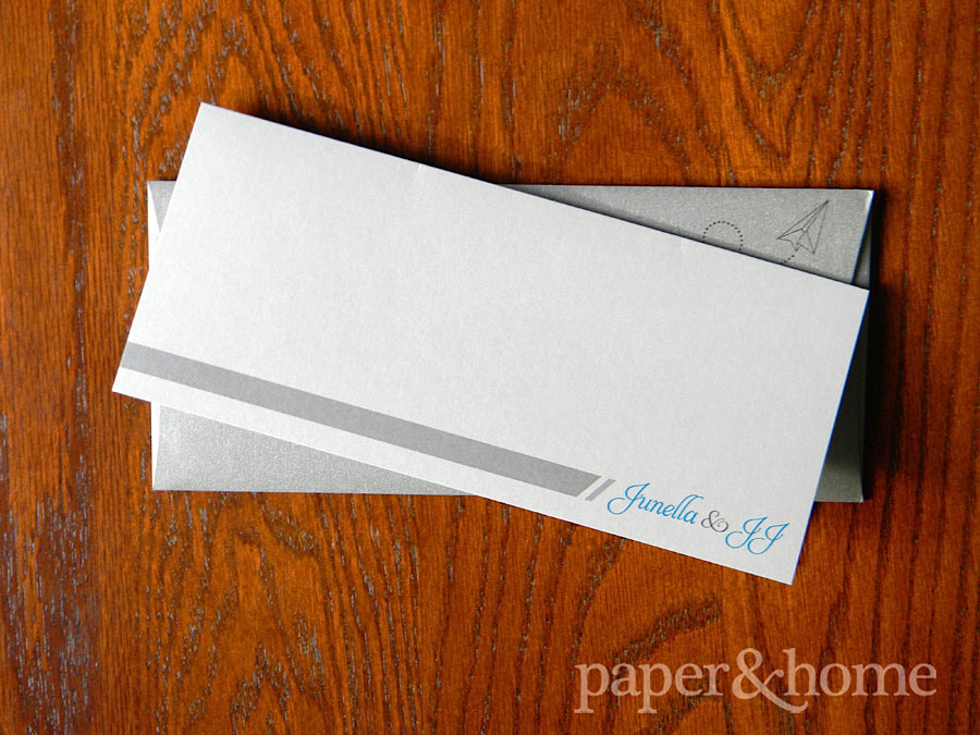 Destination Plane Ticket Wedding Invitation with Paper Airplane Envelope