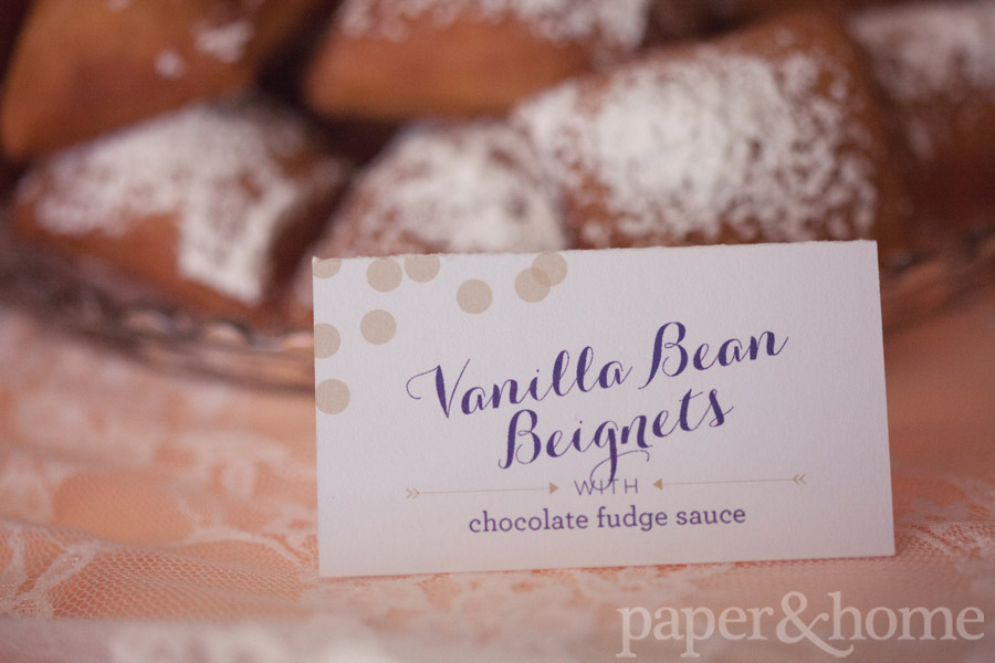 Mardi Gras Vanilla Bean Beignets Tented Sign Card