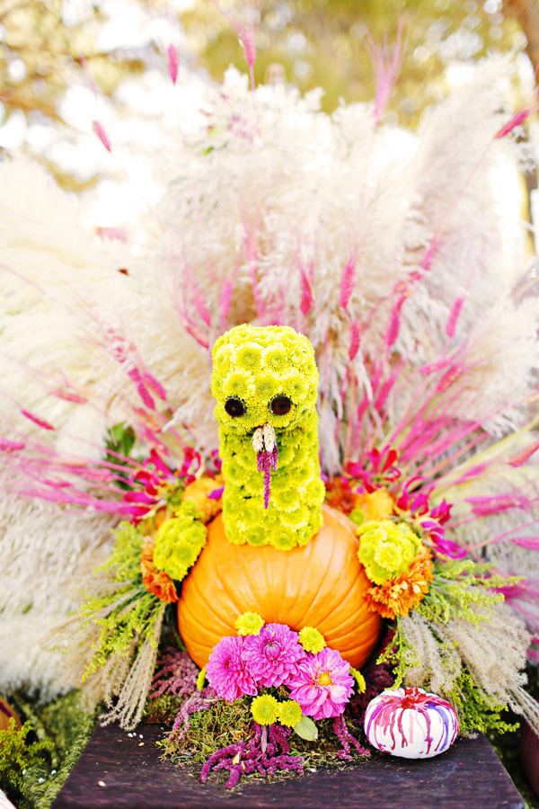 Psychedelic Turkey Pumpkin Centerpiece