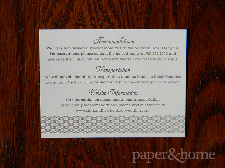 Letterpress Garden Wedding Invitation Info Card