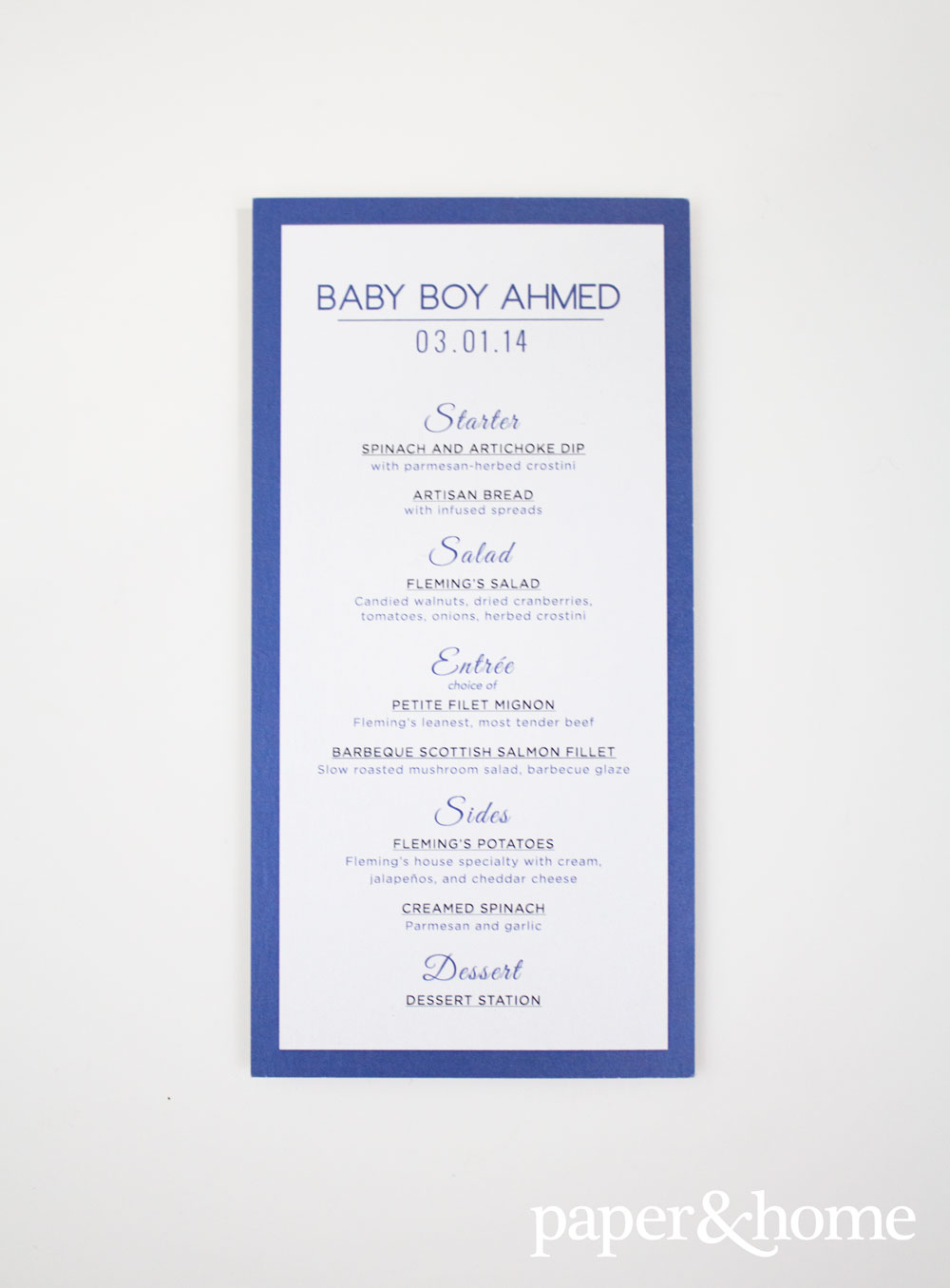 menu design baby shower