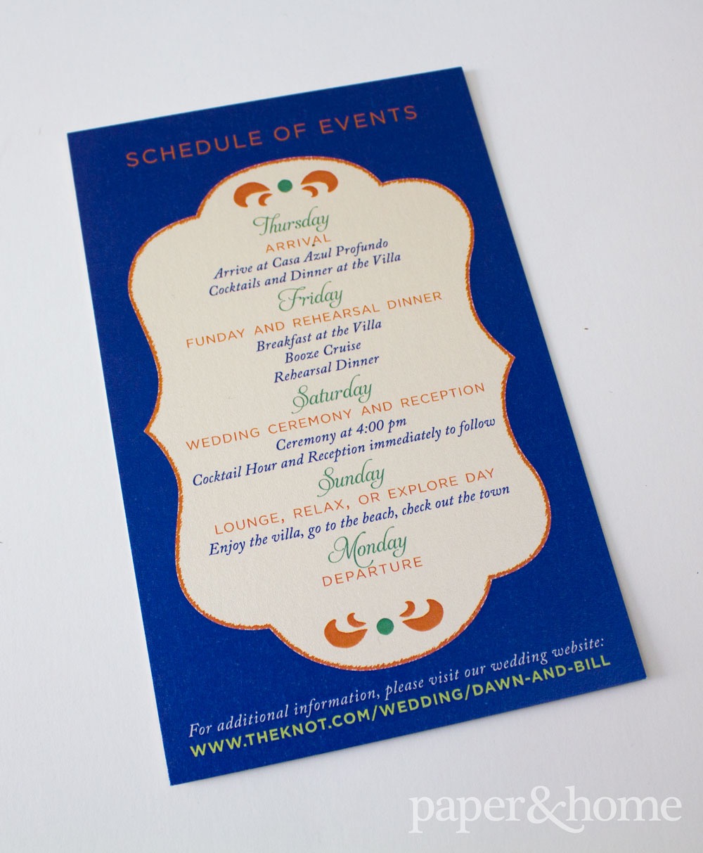 Mexican Schedule of Events Card