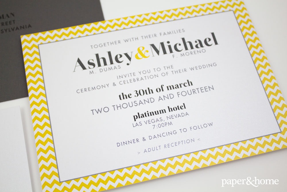 yellow and gray wedding invitations
