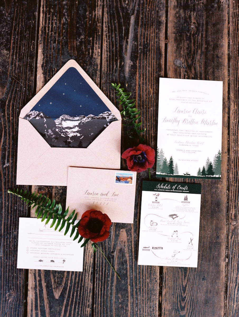 woodsy wedding invitations