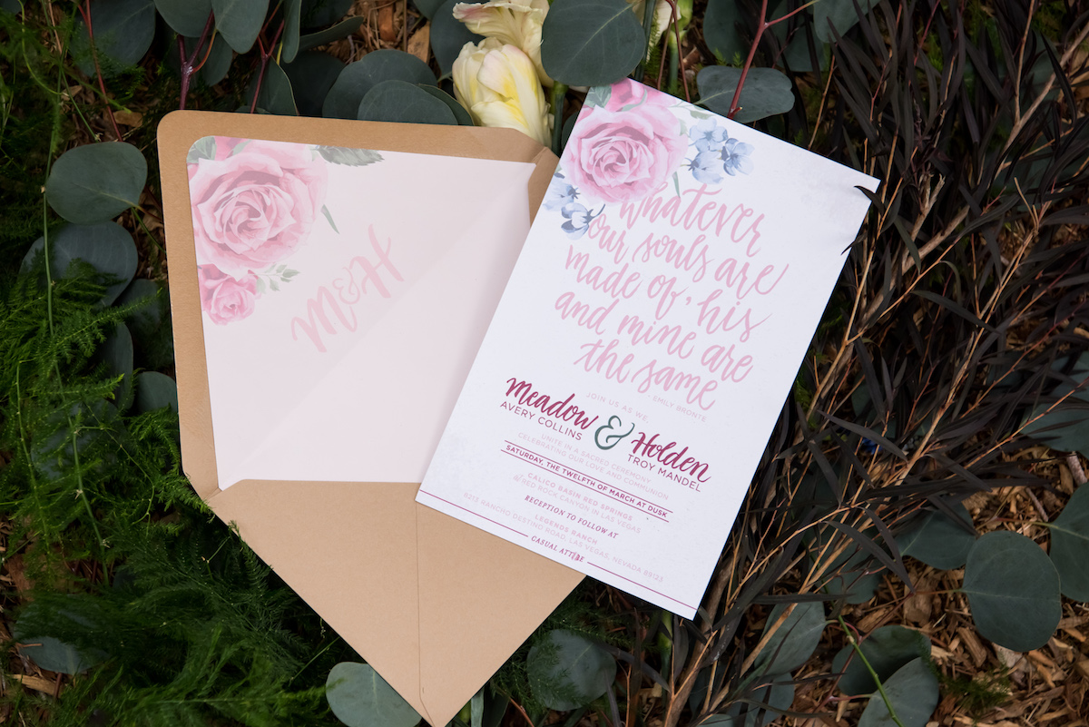 Hand Calligraphy Floral Envelope Liner