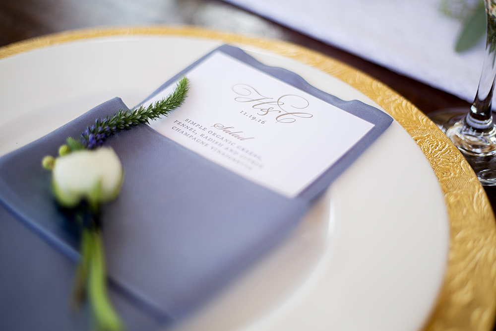 monogram menu card