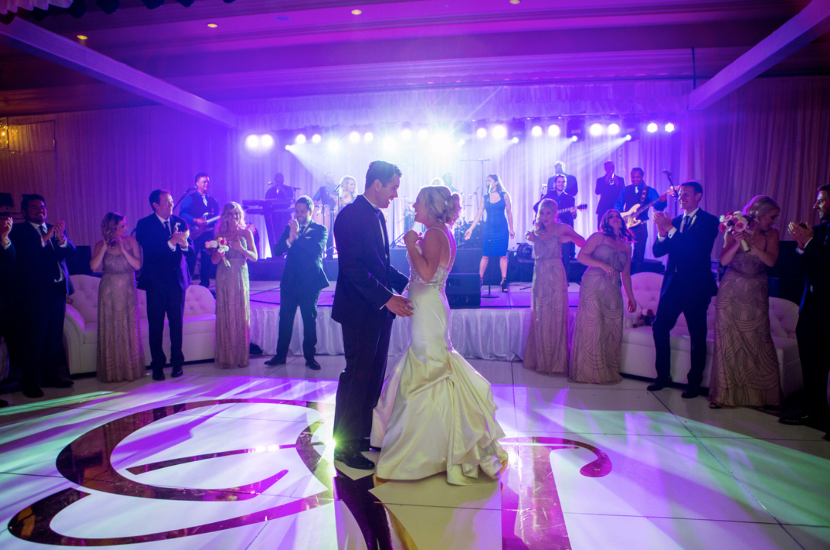 Custom Wedding Monograms on dance floor