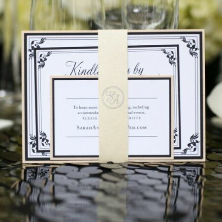 Modern Meets Old Hollywood Wedding Invitation Set with Monogram Belly Band