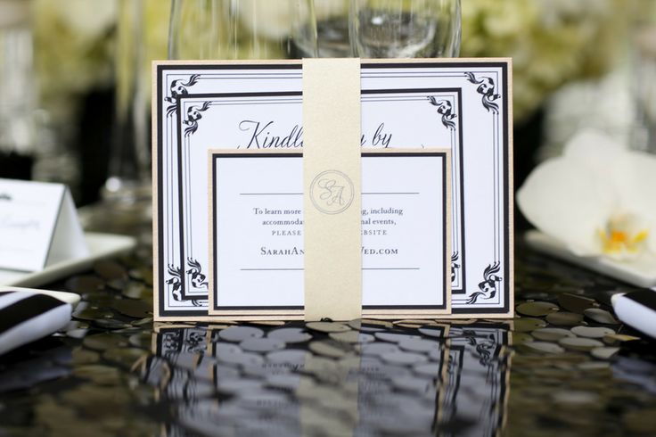 Modern Meets Old Hollywood Wedding Invitation Set with Monogram Belly Band