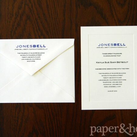 Blue and Black Thermography on Ivory Cream Letterhead and Envelope