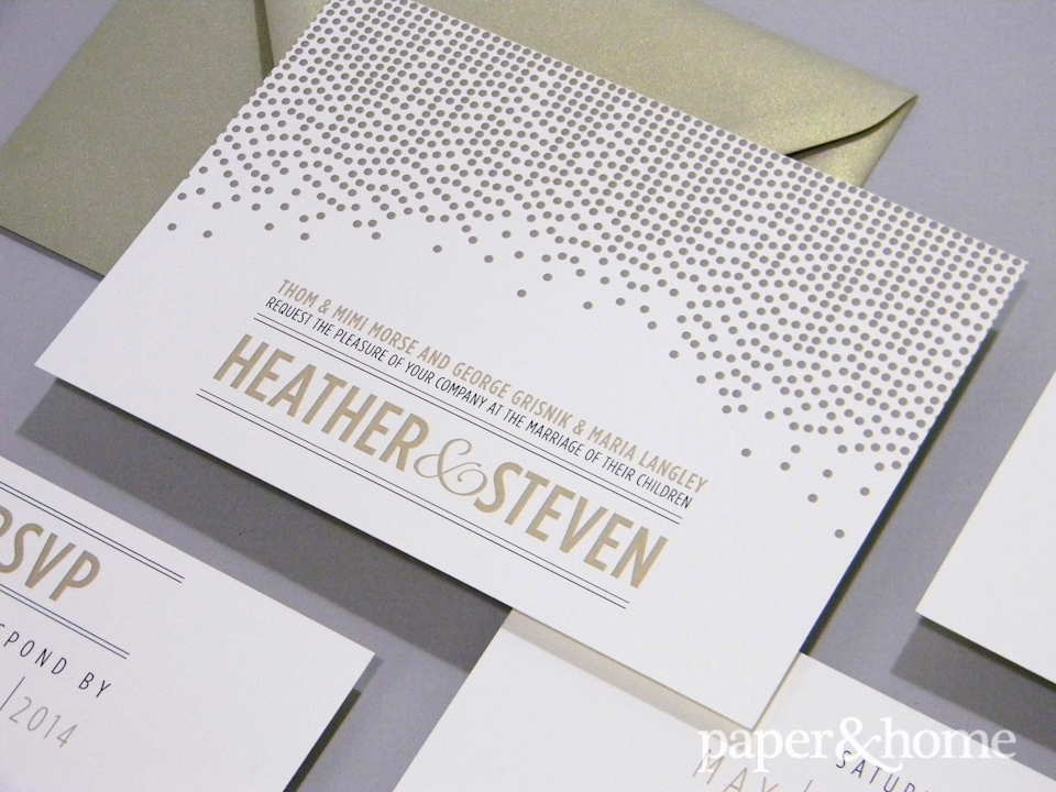 modern polka dot wedding invitations