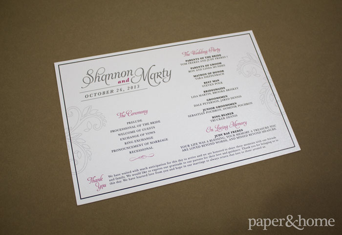 ceremony programs for a TPC Summerlin wedding