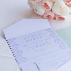mint and gray wedding invitations