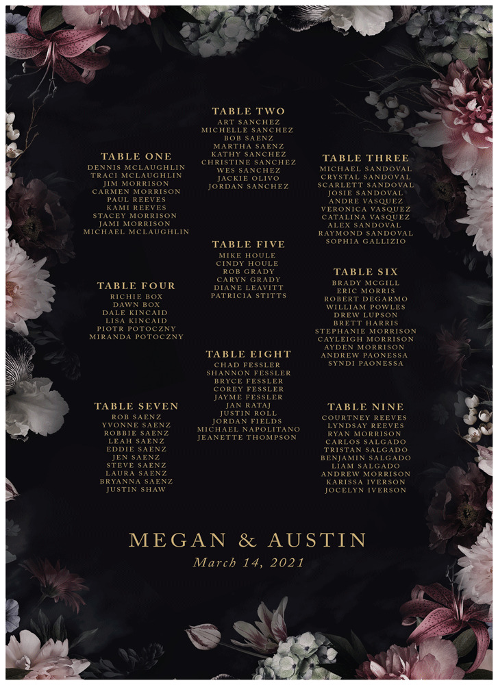 Floral 13 Seating Chart