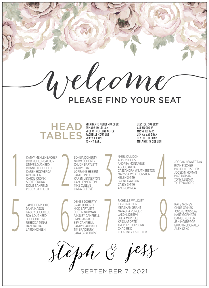 Floral 15 Seating Chart