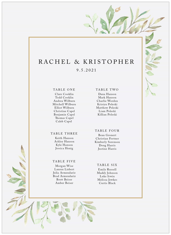 Greenery 04 Seating Chart