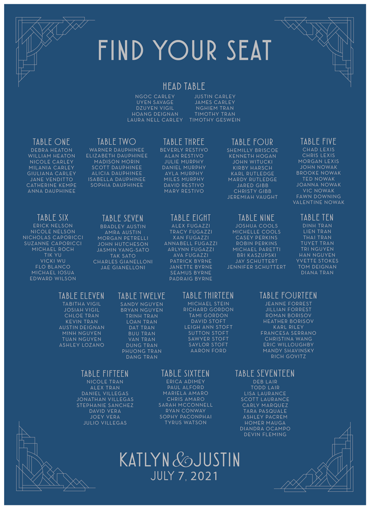 Borders and Corners 8 Seating Chart