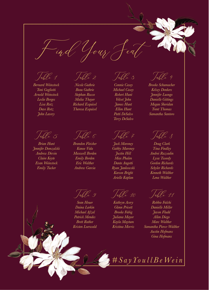Floral 27 Seating Chart