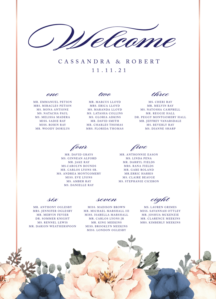 Floral 28 Seating Chart