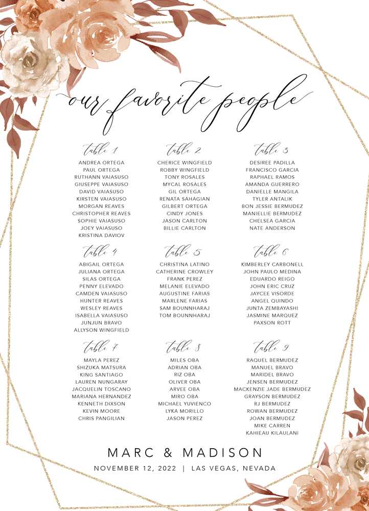Floral 32 Seating Chart