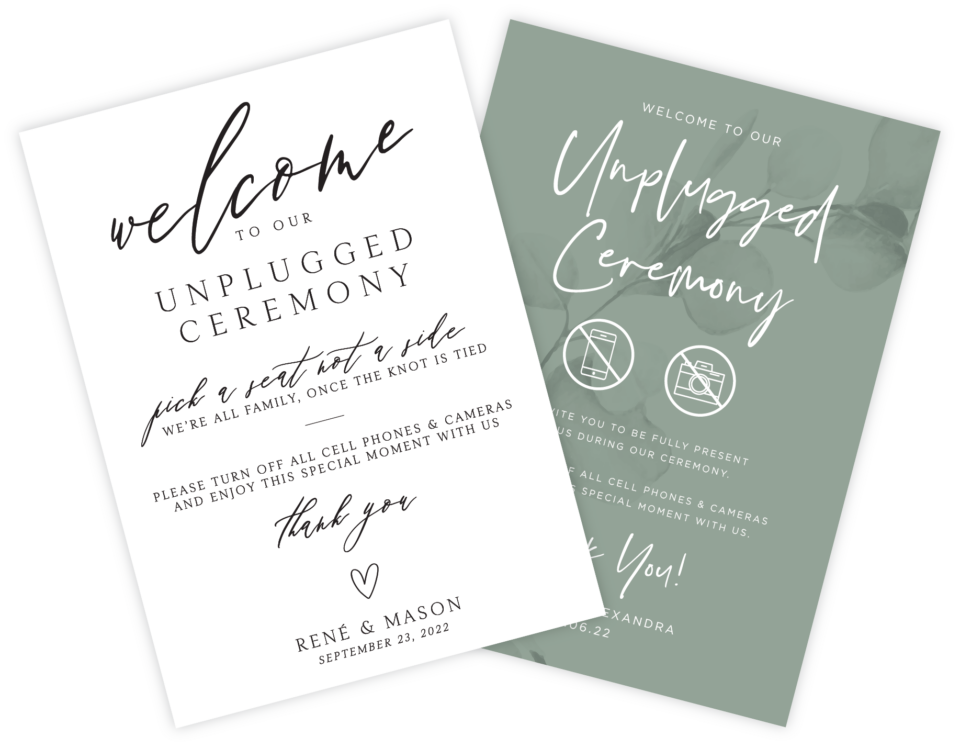Unplugged Ceremony Signs